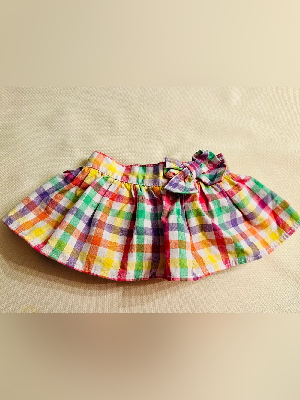 okie dokie Multi-Color Gingham Skirt with Hot Pink underwear